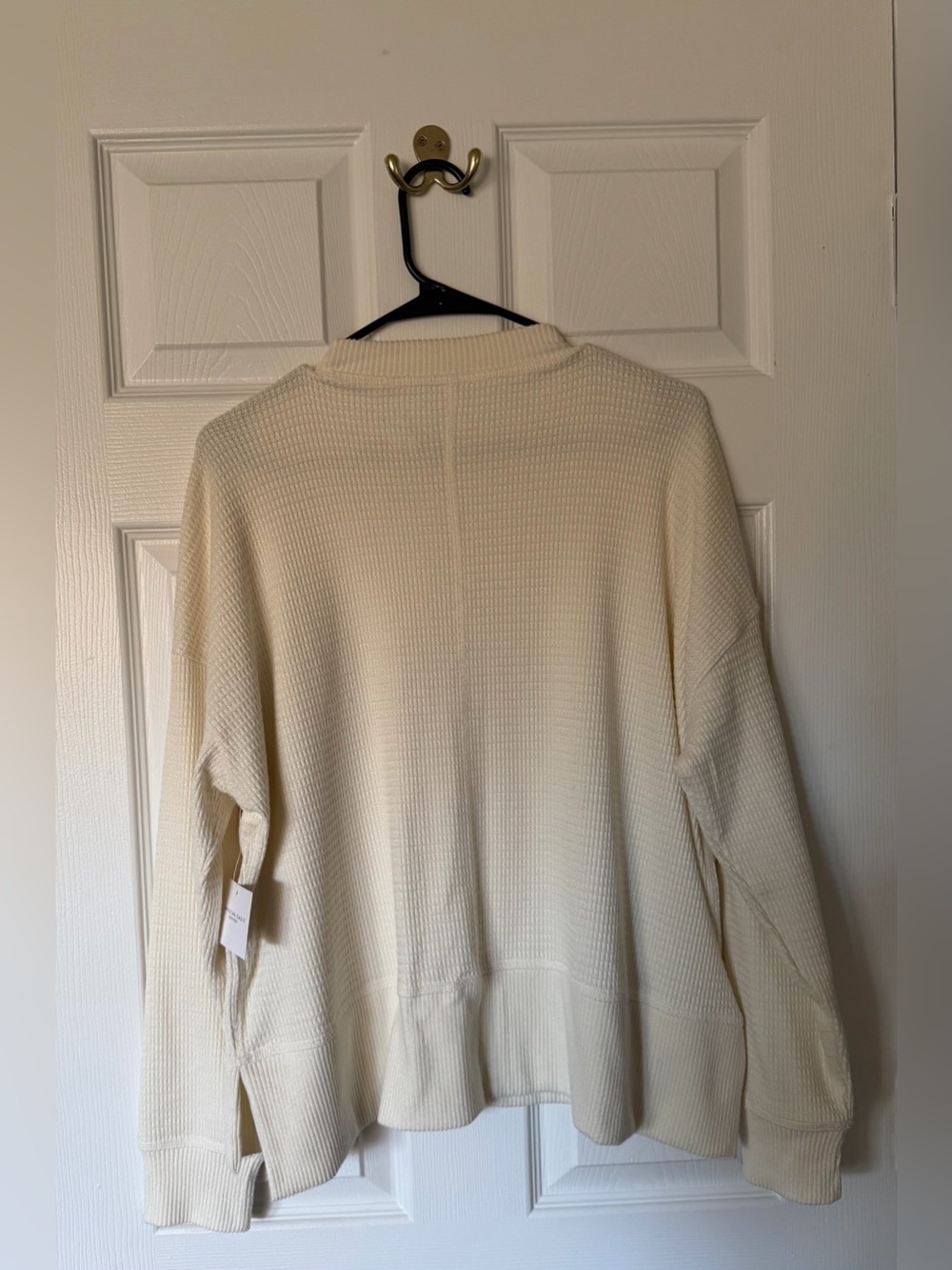 American Eagle Outfitters Cream Crewneck Waffle Knit Sweater - Picture 2 of 4